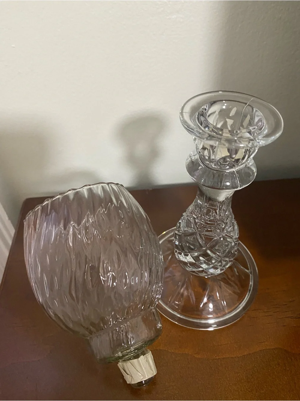 Clear Glass Decorative Hurricane Lamp with Textured Bowl